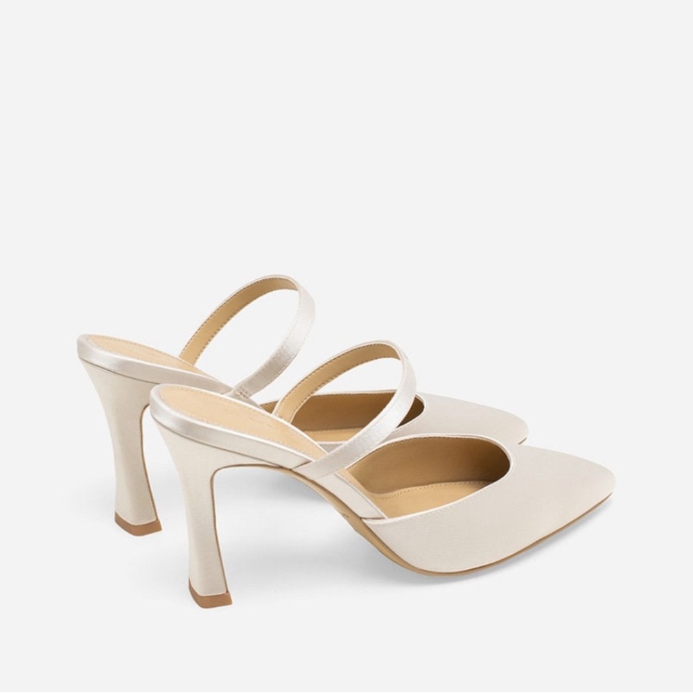 Ivory Satin Mules - Picture 4 of 6